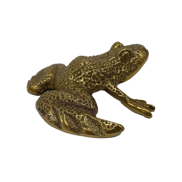 3" Antiqued Brass Frog Paper Weight