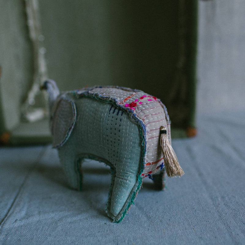 Kantha Baby Elephant - Soft Cotton Art Doll