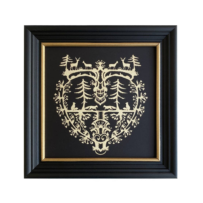 10" Heart of the Forest Framed Scherenschnitte Paper Cutting