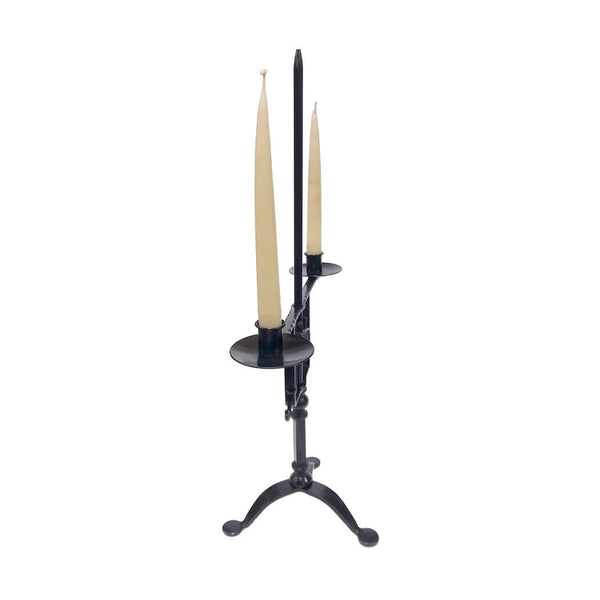 23" Adjustable Wrought Iron Double Candle Holder