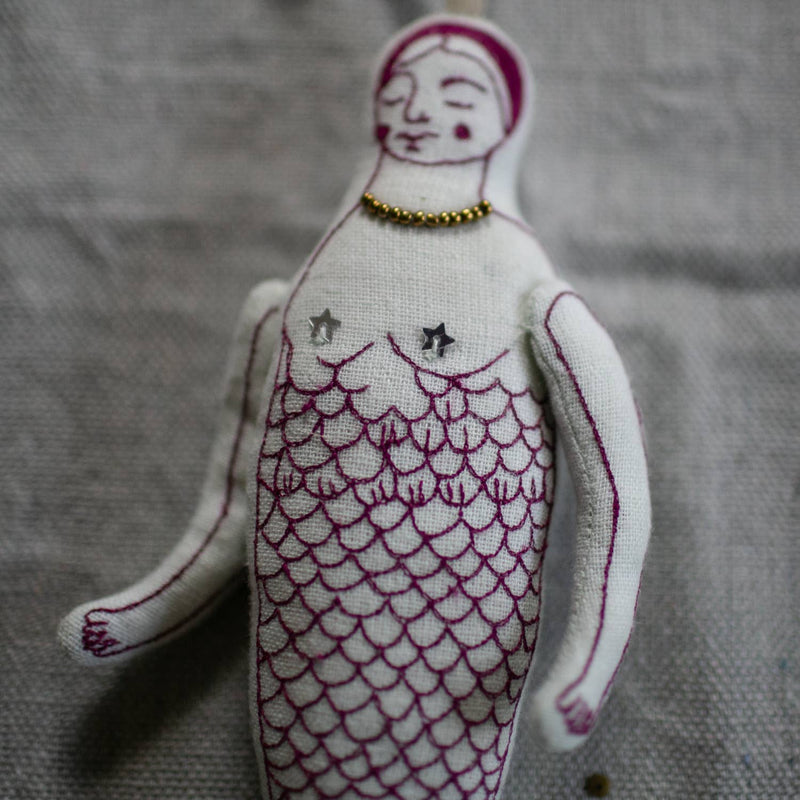 Mer Person - Cotton & Lavender filled Ornament Doll, Mermaid