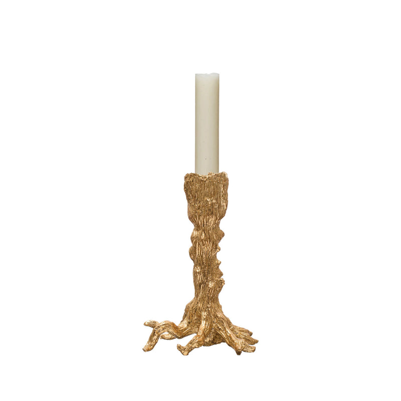 Gold Tree Trunk Candle Holder