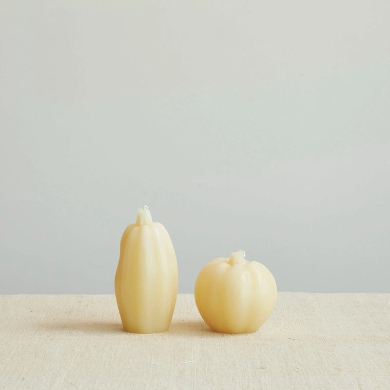 Unscented Pumpkin Shaped Candle, Cream Color