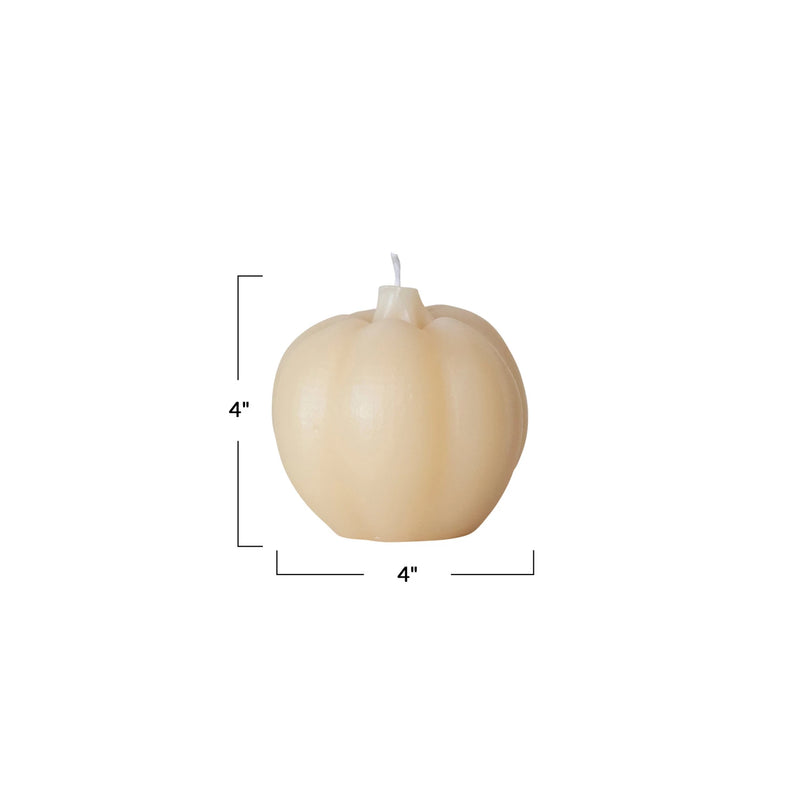 Unscented Pumpkin Shaped Candle, Cream Color