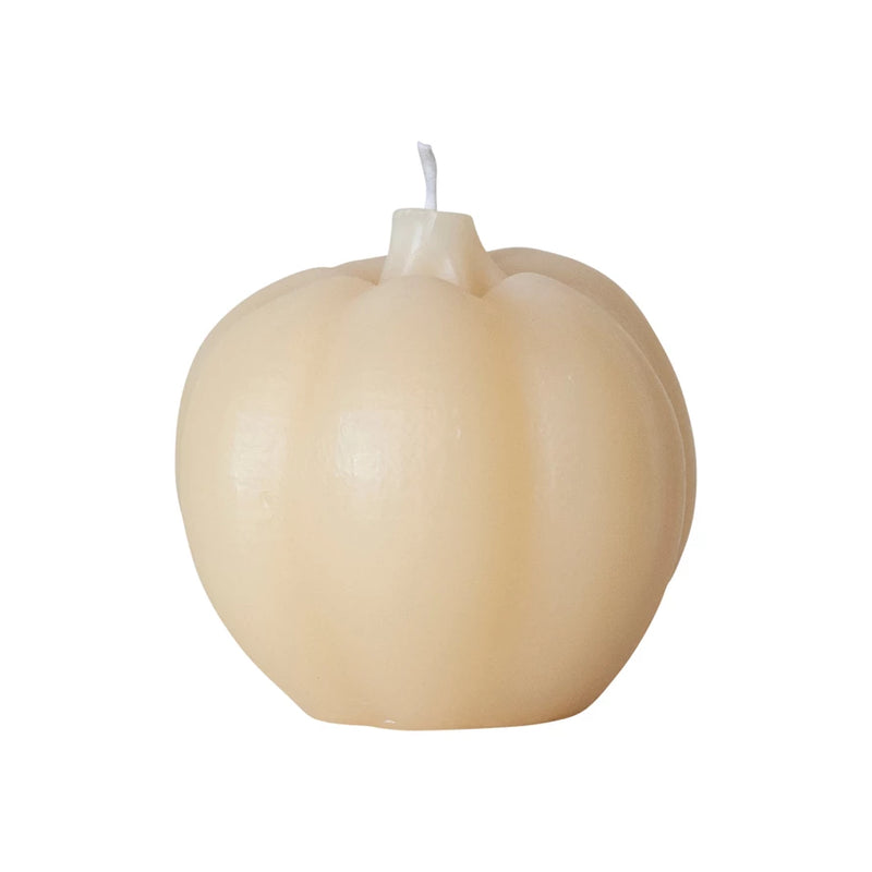 Unscented Pumpkin Shaped Candle, Cream Color