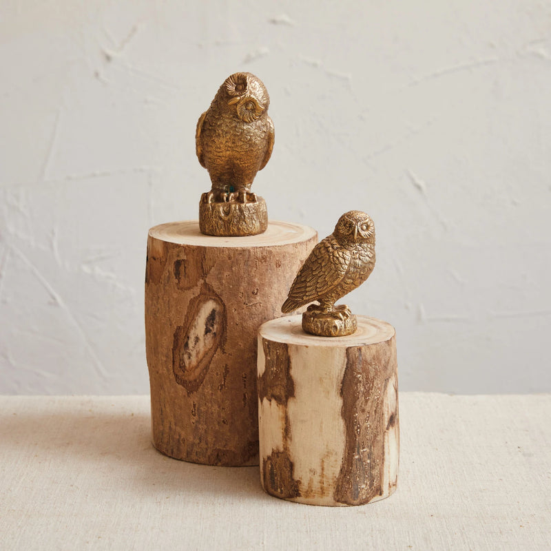 Resin Owl, Antique Gold Finish