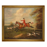 Fox Hunting Scene Framed Oil Painting Print on Canvas