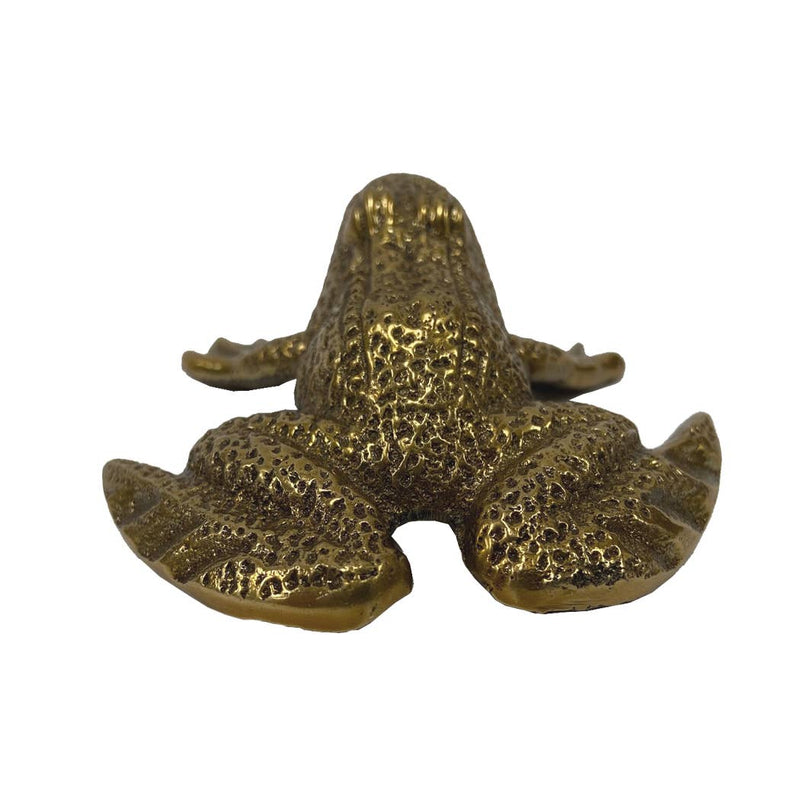 3" Antiqued Brass Frog Paper Weight