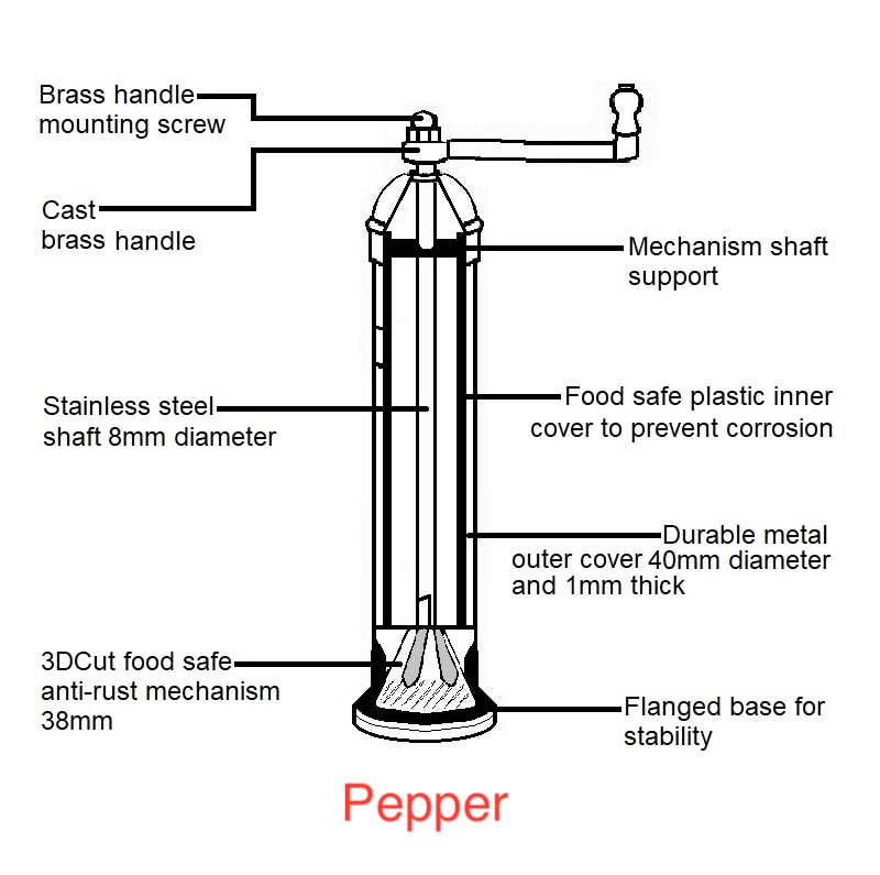 Chrome 9" pepper grinder