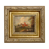 Fox Hunting Scene Framed Oil Painting Print on Canvas