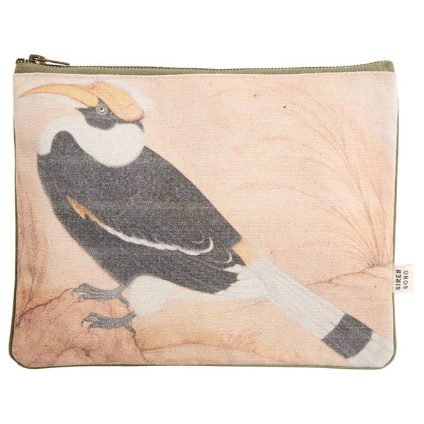 Hornbill/Kalamkari Canvas Pouch