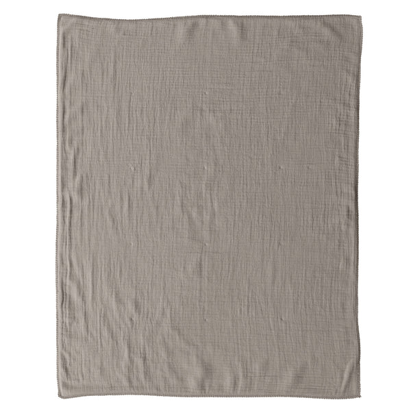 Cotton Double Cloth Baby Blanket w/ Trim in Bag, Taupe
