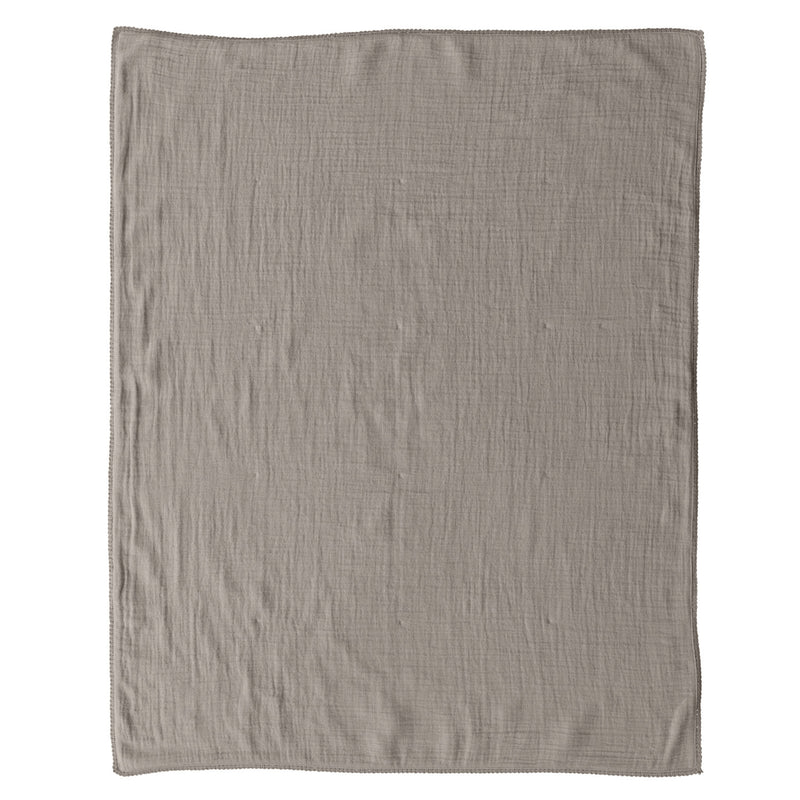 Cotton Double Cloth Baby Blanket w/ Trim in Bag, Taupe