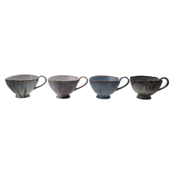 14 oz. Stoneware Footed Mug, 4 Colors (Each One Will Vary)