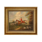 Fox Hunting Scene Framed Oil Painting Print on Canvas