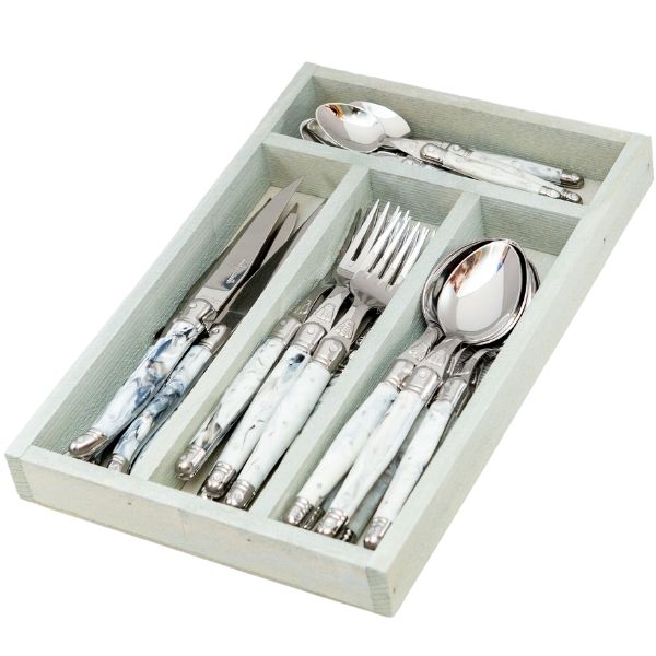 Jean Dubost 24 Pc Everyday Flatware Set Marble