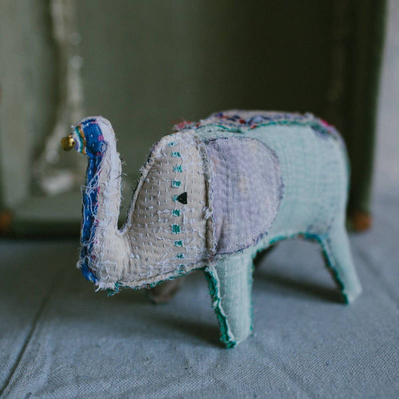 Kantha Baby Elephant - Soft Cotton Art Doll