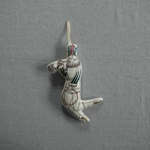 Feathered Hoop Man - Cotton-filled Art Doll