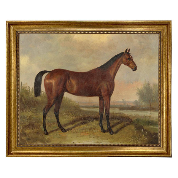Hunter in a Landscape Framed Oil Painting Print on Canvas
