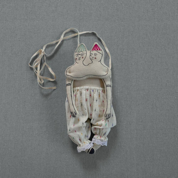 Twins, Cotton Wall Hanging, Art Doll
