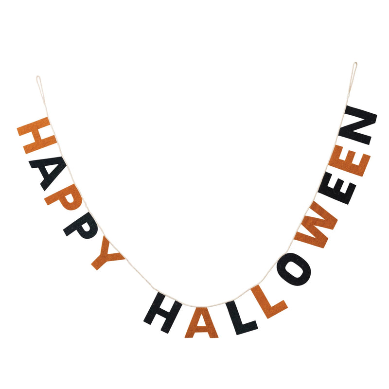 Handmade Wool Felt Banner "Happy Halloween"