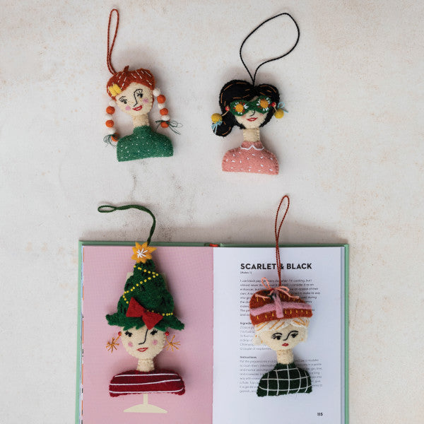 4" Handmade Girl Wool Ornaments