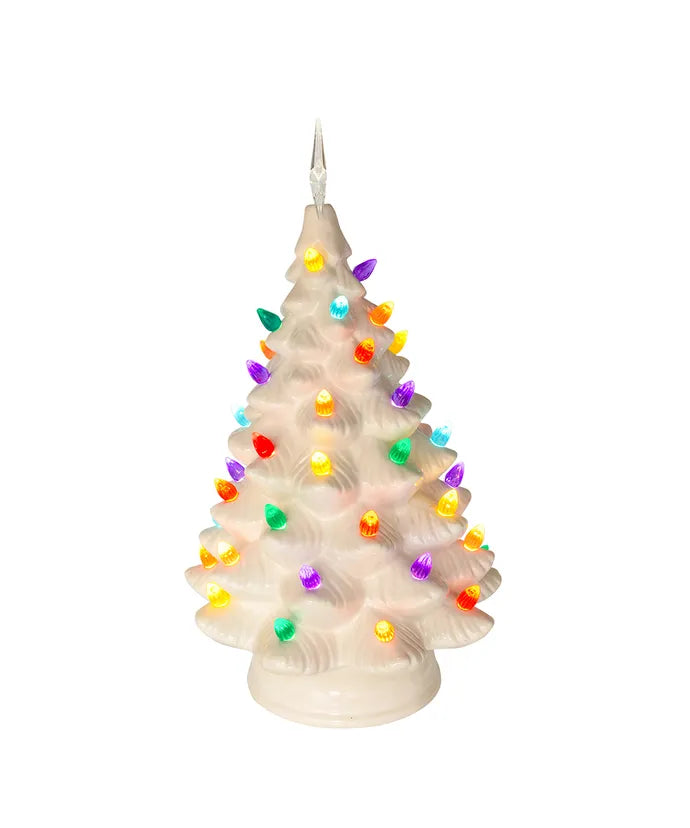 14" WHITE TREE CERAMIC LIGHTED