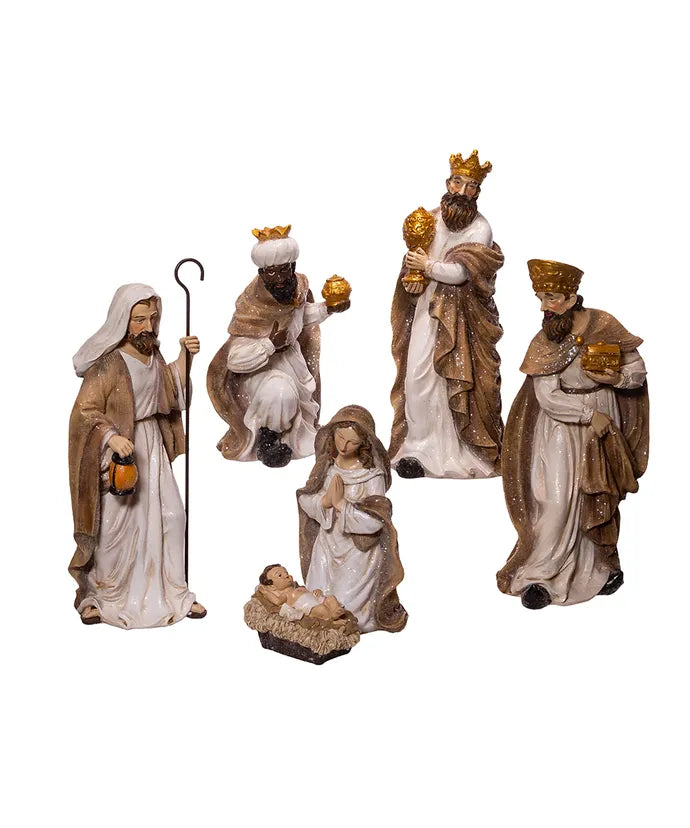 13" GLITTRED NATIVITY TABLEPIEC