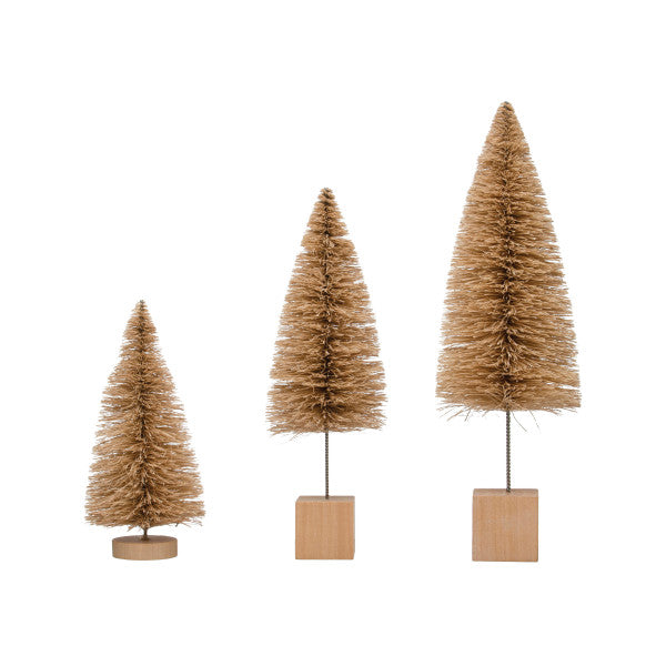 Bottle Brush Tree, Set of 3, Cream