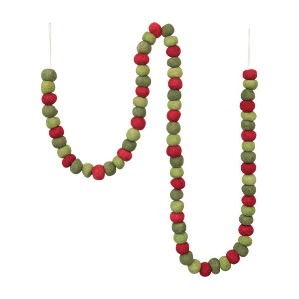 Wool Felt Garland, 72" Red / Green