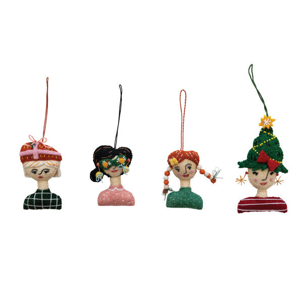 4" Handmade Girl Wool Ornaments