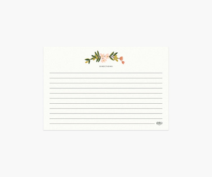 Pack of 12 Citrus Floral Recipe Cards