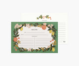 Pack of 12 Citrus Floral Recipe Cards