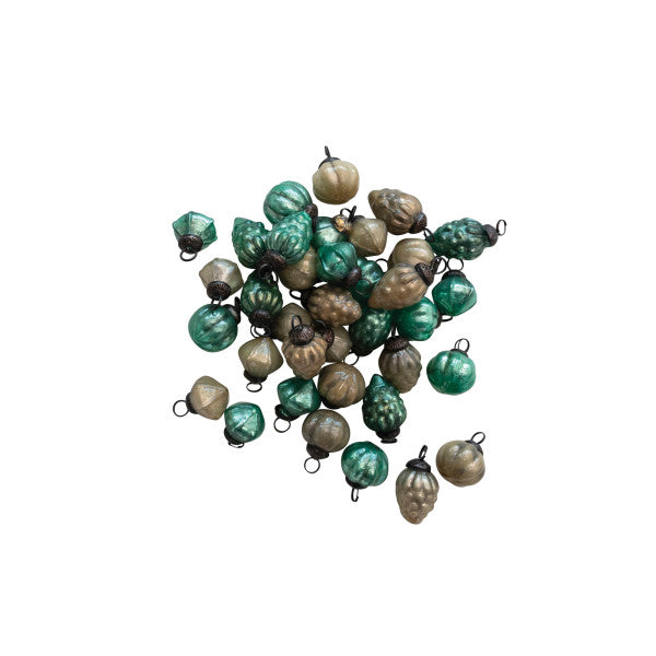 Mercury Glass Ornaments, Green