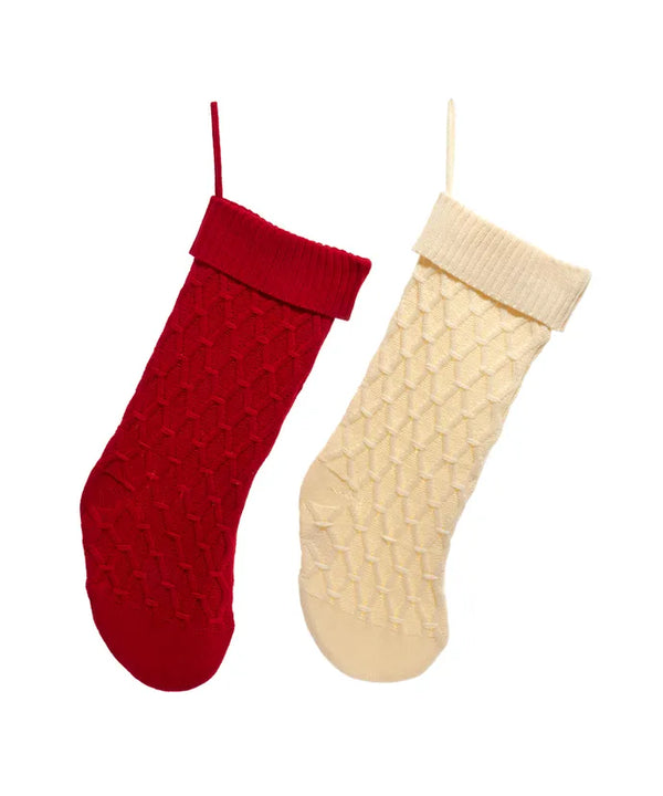 20" RED/IVORY KNIT STOCKING