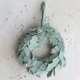 13" Felt Wreath, Mint & Cream