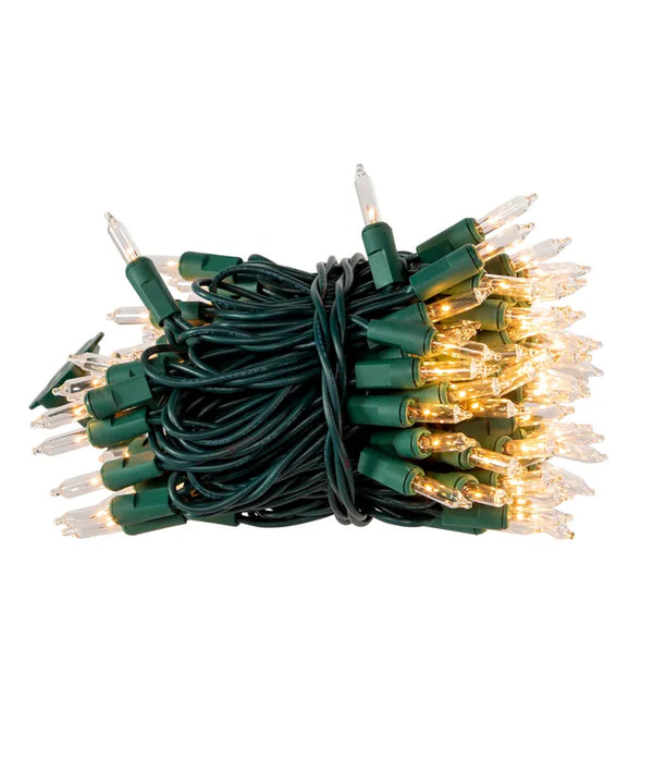 100L CLR INCAND GRN WIRE LIGHT