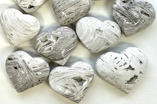 White Lace Agate Crystal Heart
