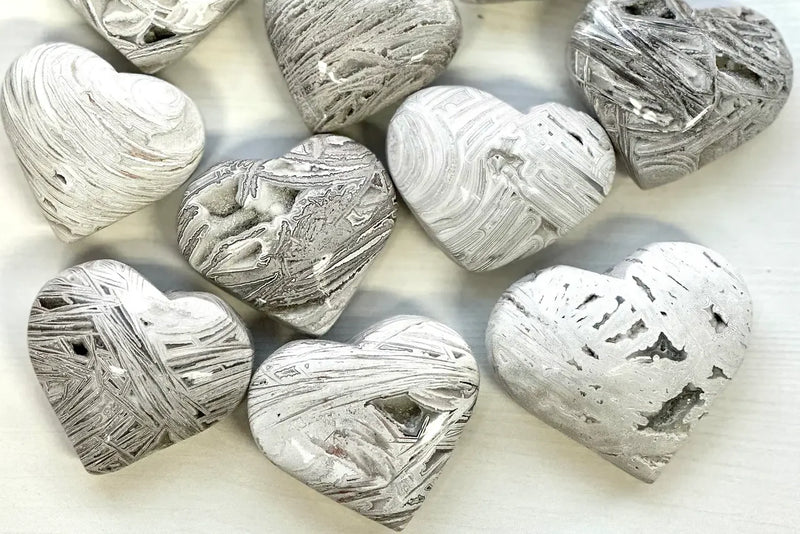 White Lace Agate Crystal Heart