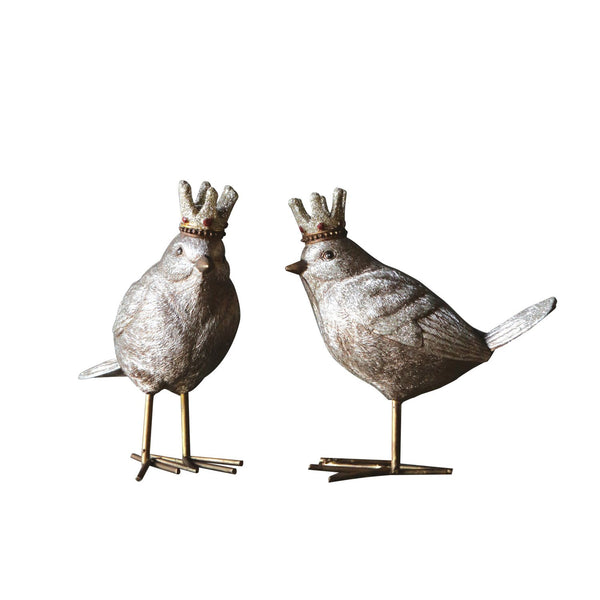 Resin Bird with Crown Figurine, 2 Styles