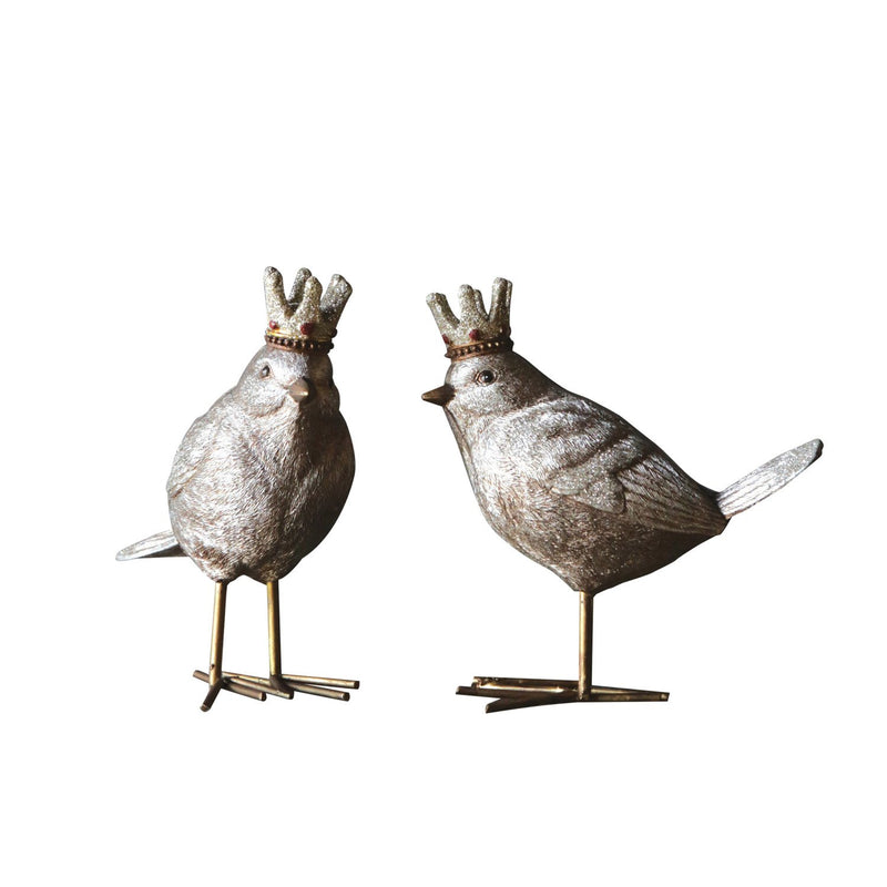 Resin Bird with Crown Figurine, 2 Styles
