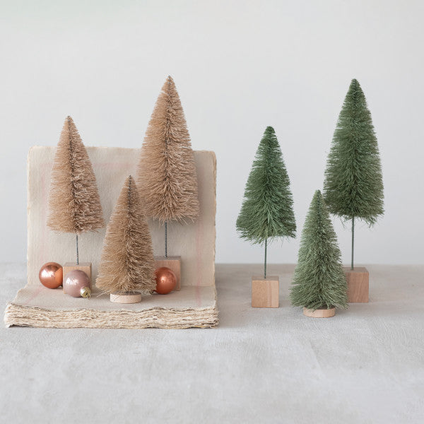 Bottle Brush Tree, Set of 3, Cream