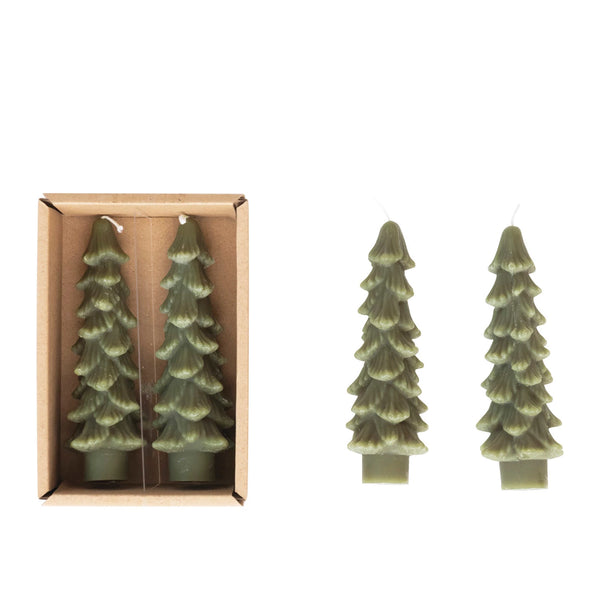 Unscented Tree Shaped Taper Candles, Set of 2