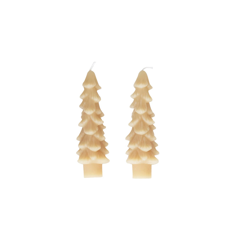 Unscented Tree Shaped Taper Candles, Set of 2