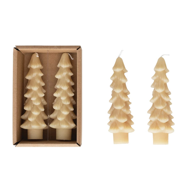 Unscented Tree Shaped Taper Candles, Set of 2