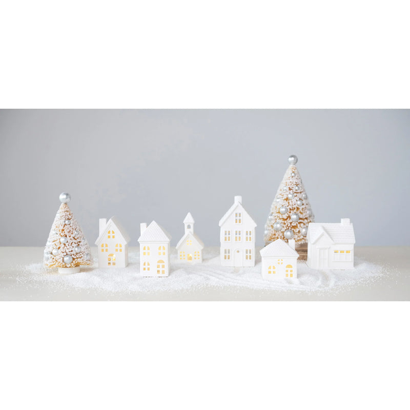 Lrg, Stoneware House w/ LED Lights