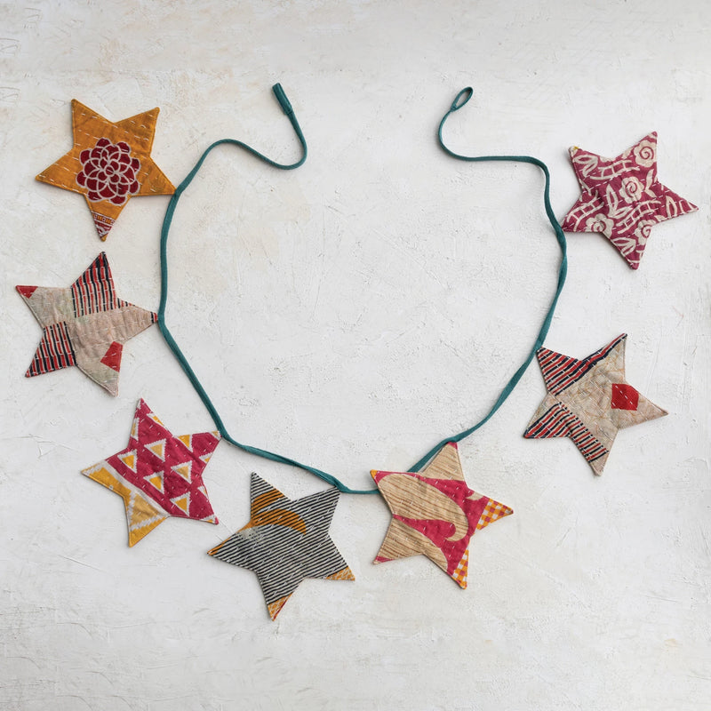 Vintage Kantha Star Garland, 72"