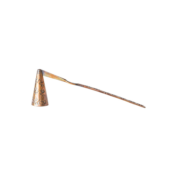 Debossed Copper Candle Snuffer, Burnt Finish