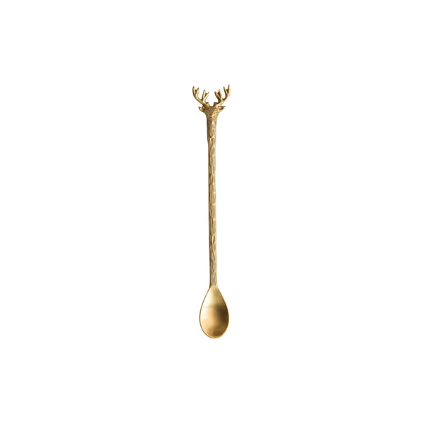 Brass Cocktail Spoon w/ Reindeer Handle