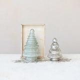 Embossed Recycled Glass Tree w/ White Seed Beaded Interior